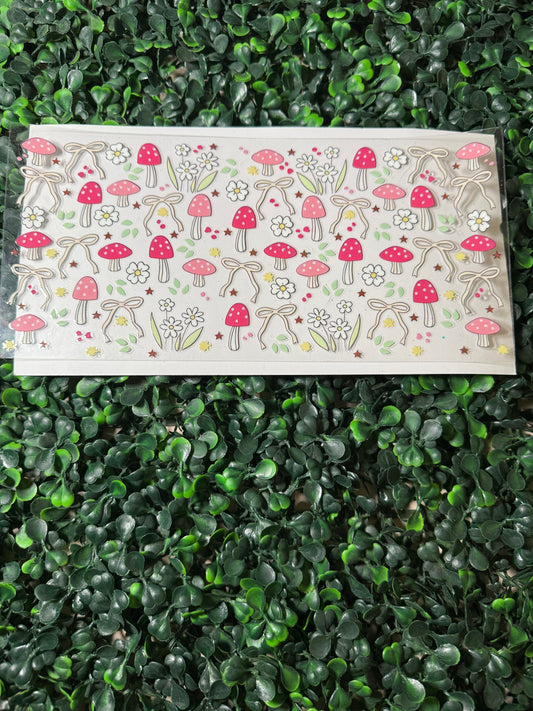 Pink mushrooms with bows