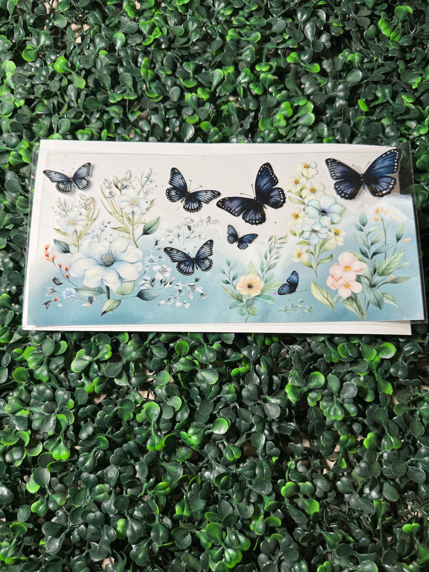 Navy blue butterflies with flowers