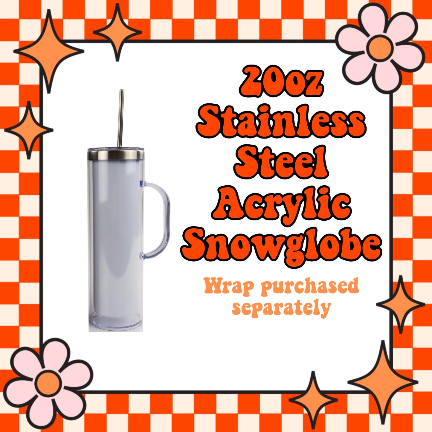 20oz Stainless Steel handle snowglobe Cups