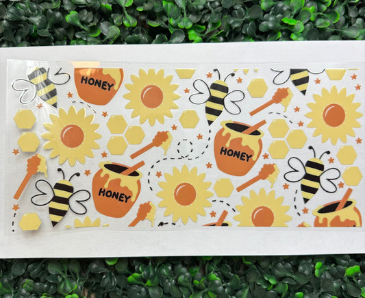 Honey bees flowers wrap