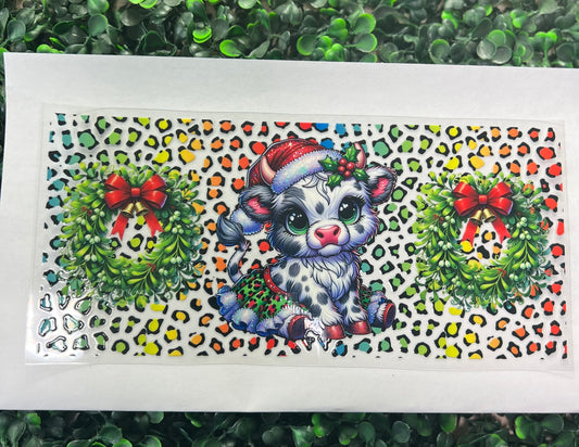 Christmas Highland white cow cheetah