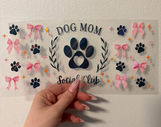 Holographic dog mom social club bows