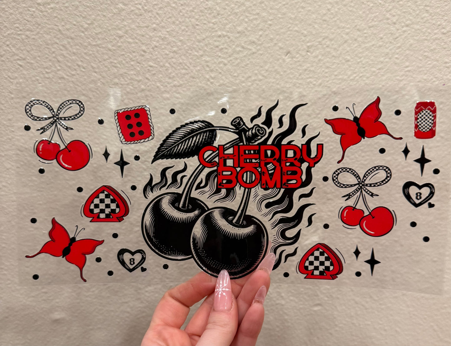 Checkered cherry bows