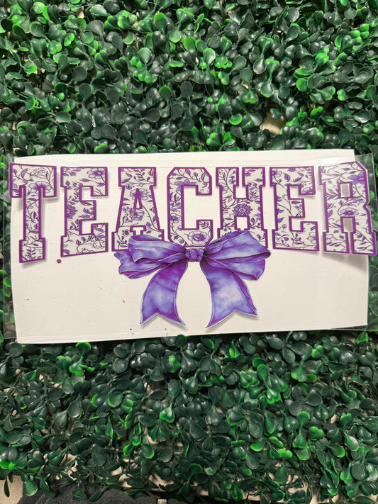 Teacher floral print in purple with bow