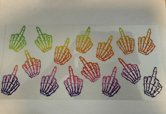 Colourful middle fingers, Skelton hand