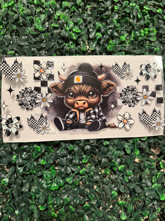 Black and white checkered cow ￼