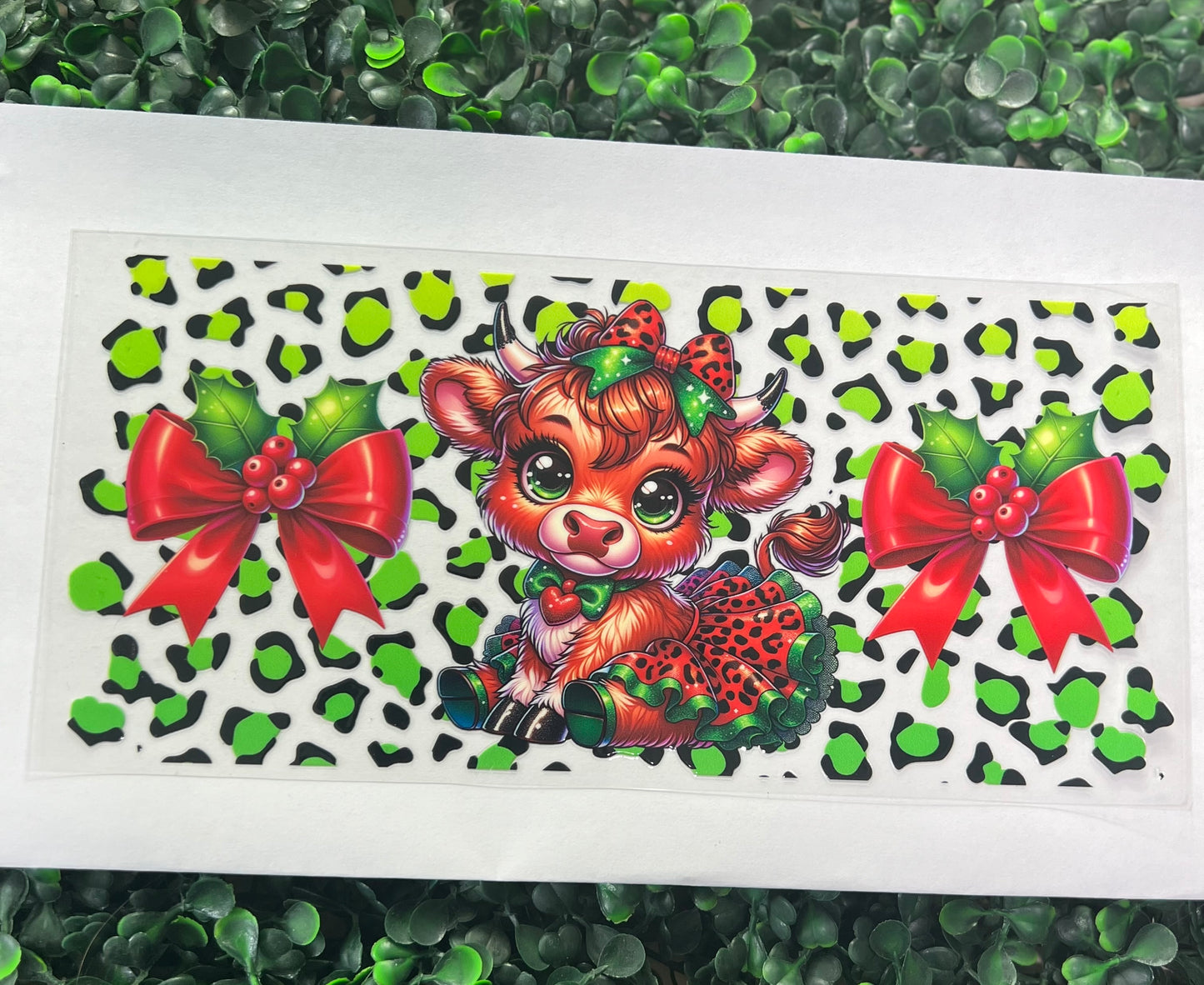 Christmas Highland cow cheetah