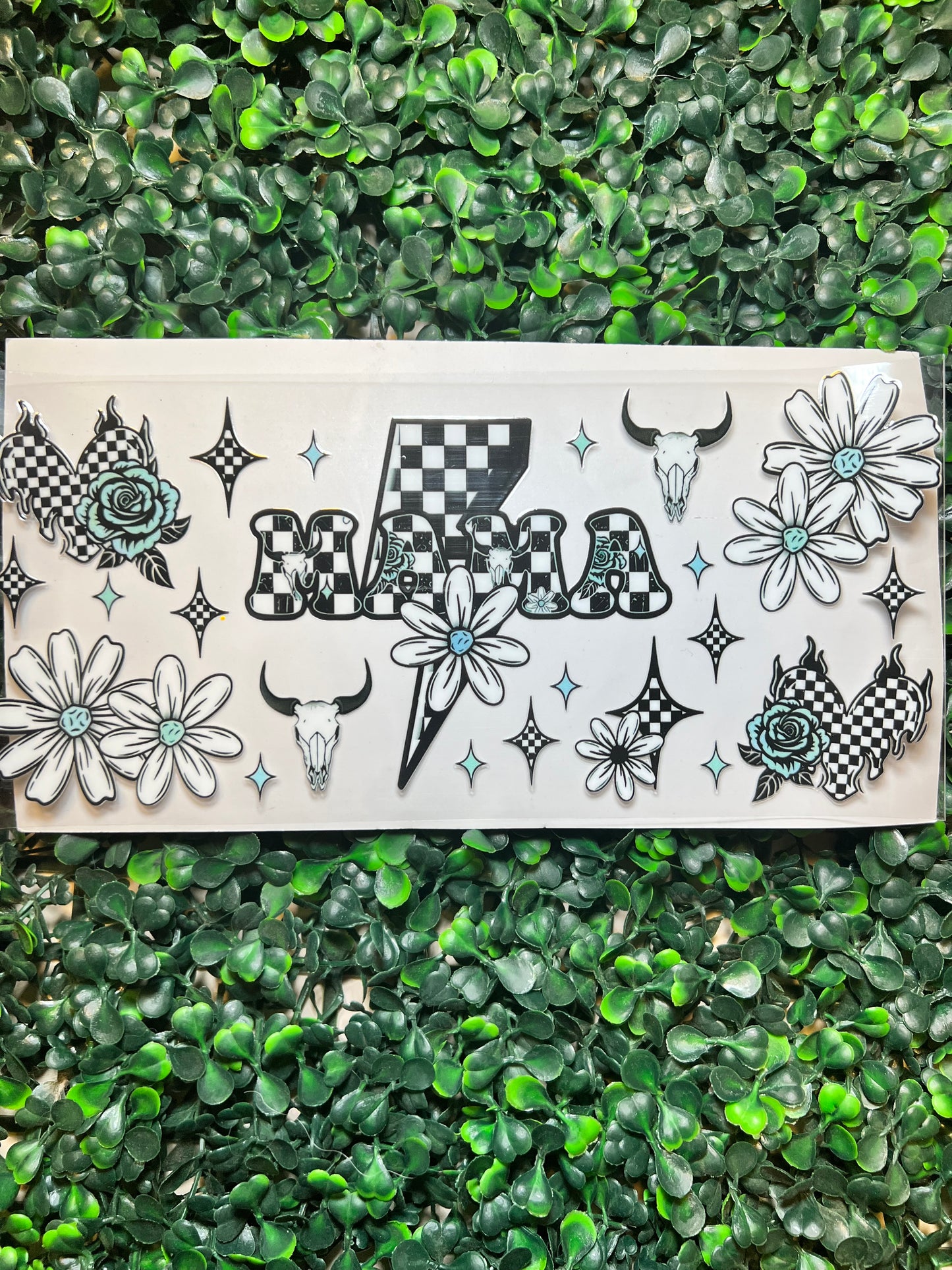 Mama checkered with turquoise ￼