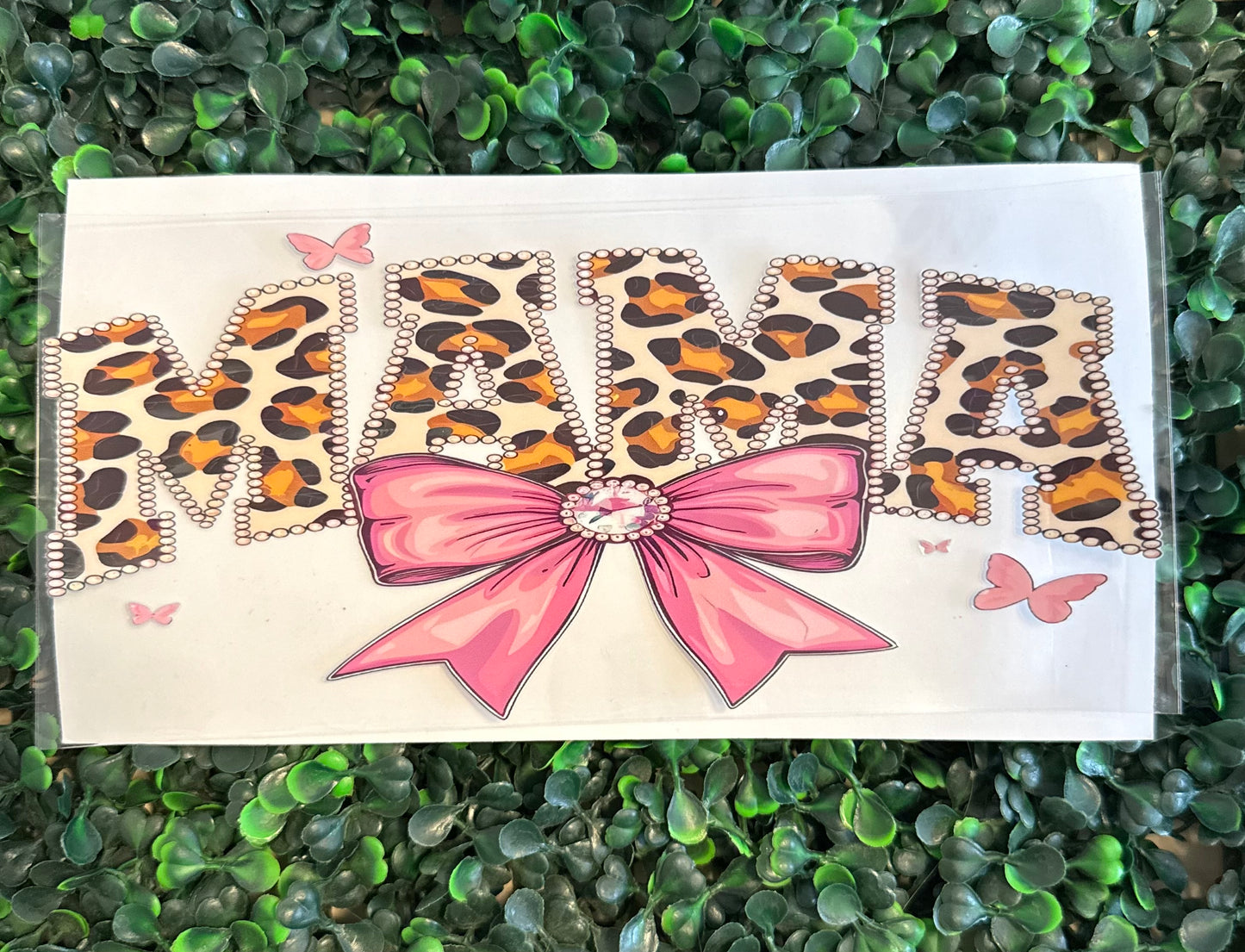 Cheetah mama pink bow