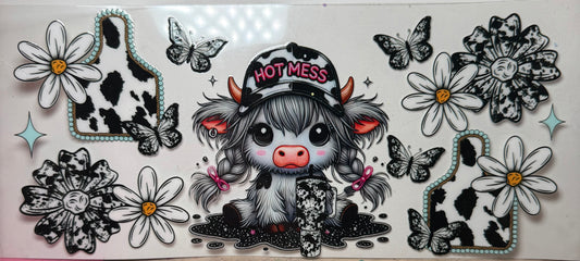 Hot mess Flowers Butterflies Highland cow wrap