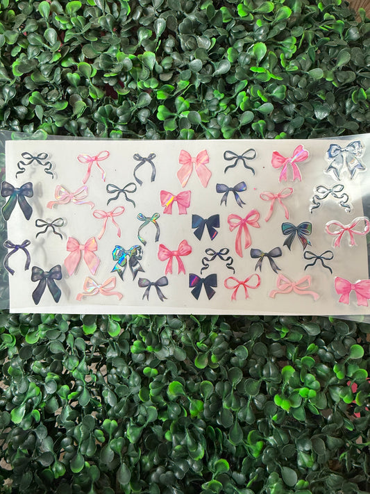 HOLOGRAPHIC coquette black pink bows wrap