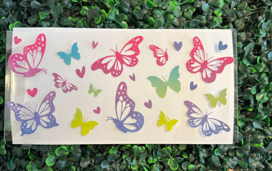 Purple, pink and yellow butterflies