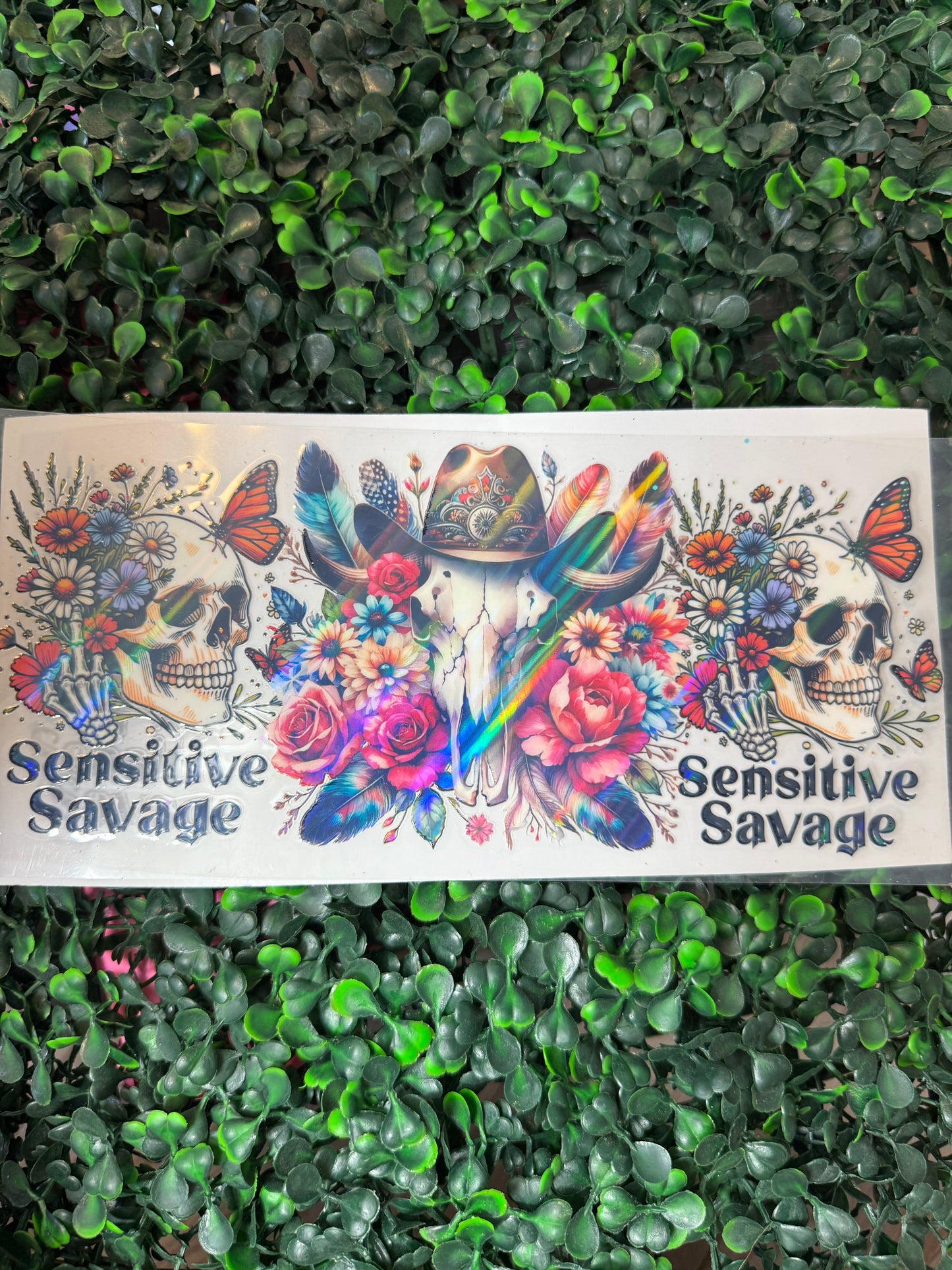 Holographic sensitive savage skull bull