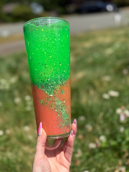 24oz dual lava Snowglobe green pink