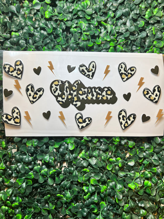 Cheetah mama hearts and lightning bolts