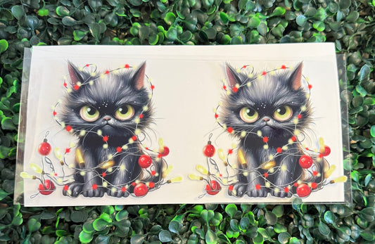 Christmas black cat with lights