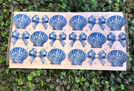 Blue bows and shells