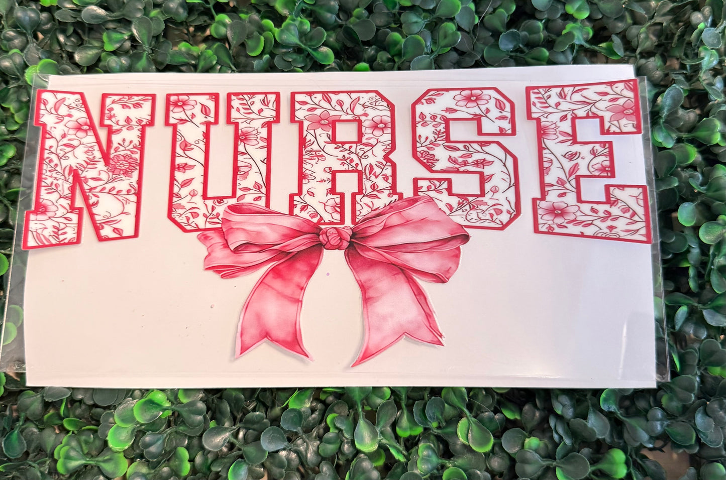 Floral Nurse dark pink bow