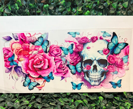 Skull flowers butterflies wrap