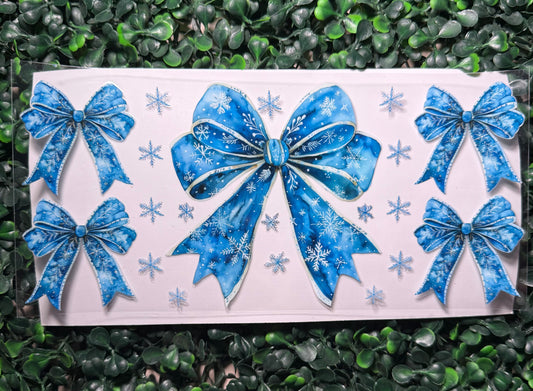 Blue snowflake Christmas bow