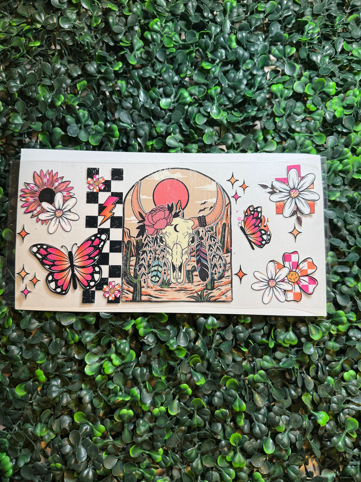 Western skull sunset checkers