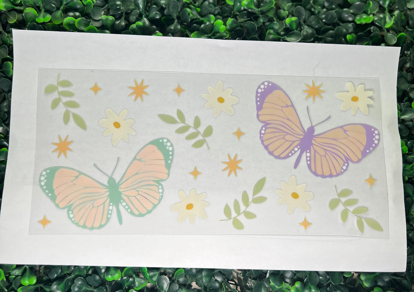 Pastel butterflies and flowers
