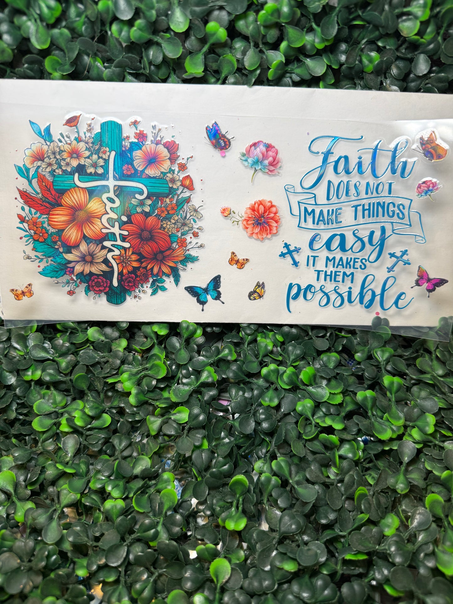 Holographic faith flower butterfly wrap