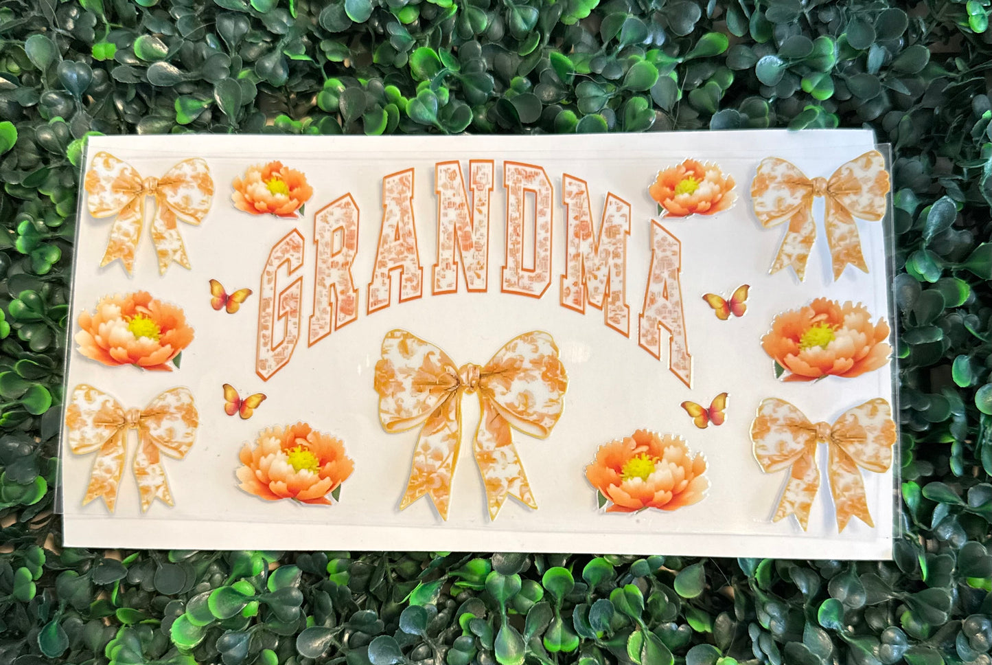 Grandma with bows and flowers