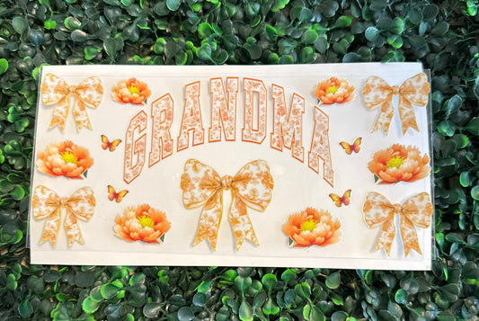 Grandma with bows and flowers