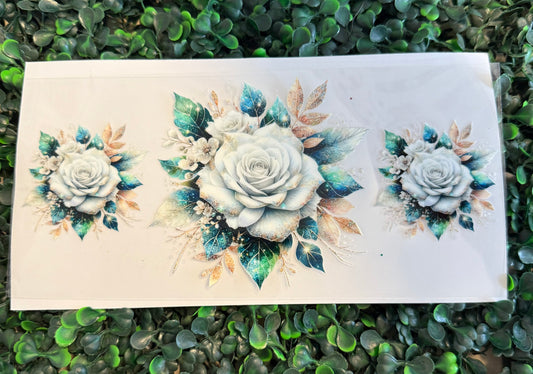 White Rose with turquoise leaves