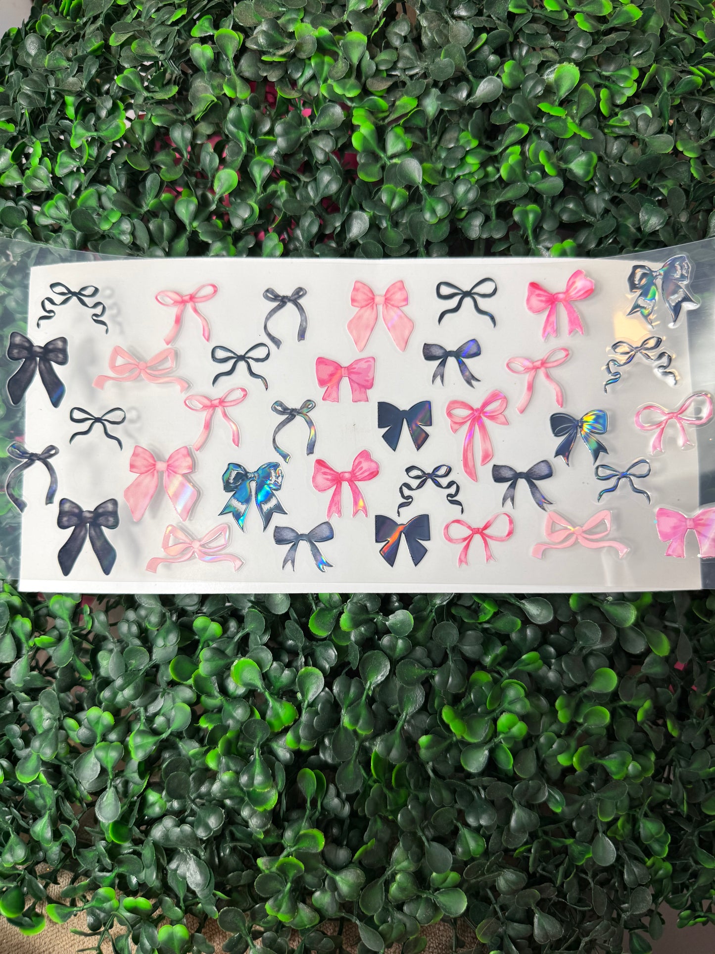 HOLOGRAPHIC black pink coquette bows wrap
