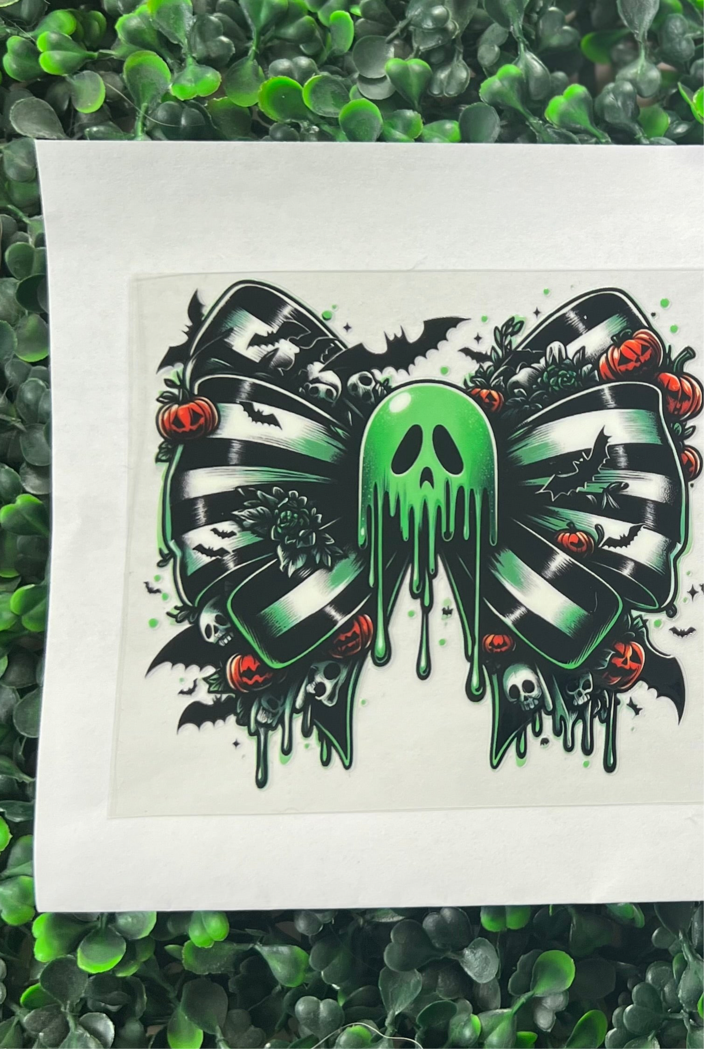 giant bow with green ghost decal