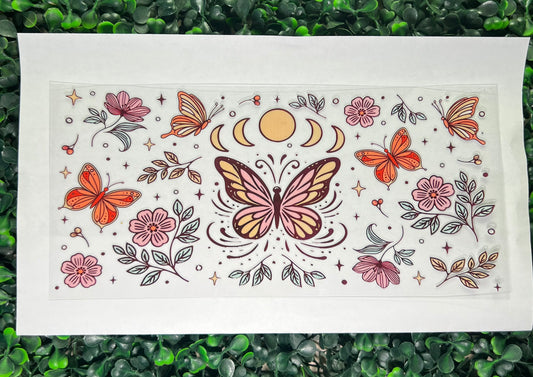 Boho butterflies and flowers