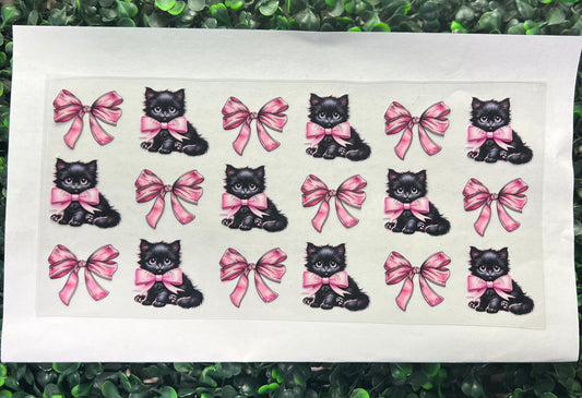 Black cat with bows