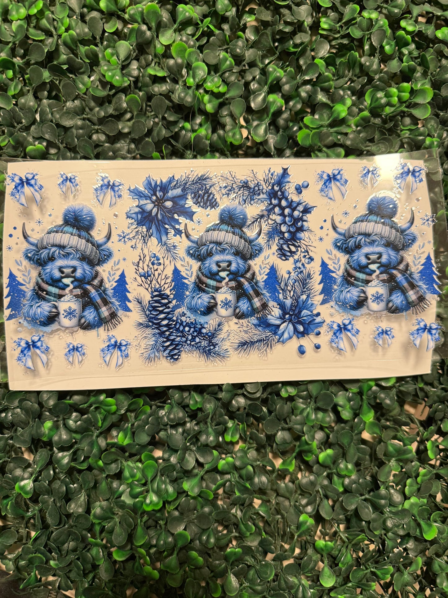 Blue Christmas cow