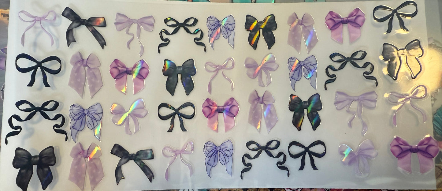 HOLOGRAPHIC black purple coquette bows wrap