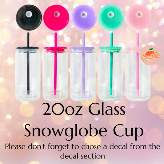 20oz GLASS Snowglobe Cup