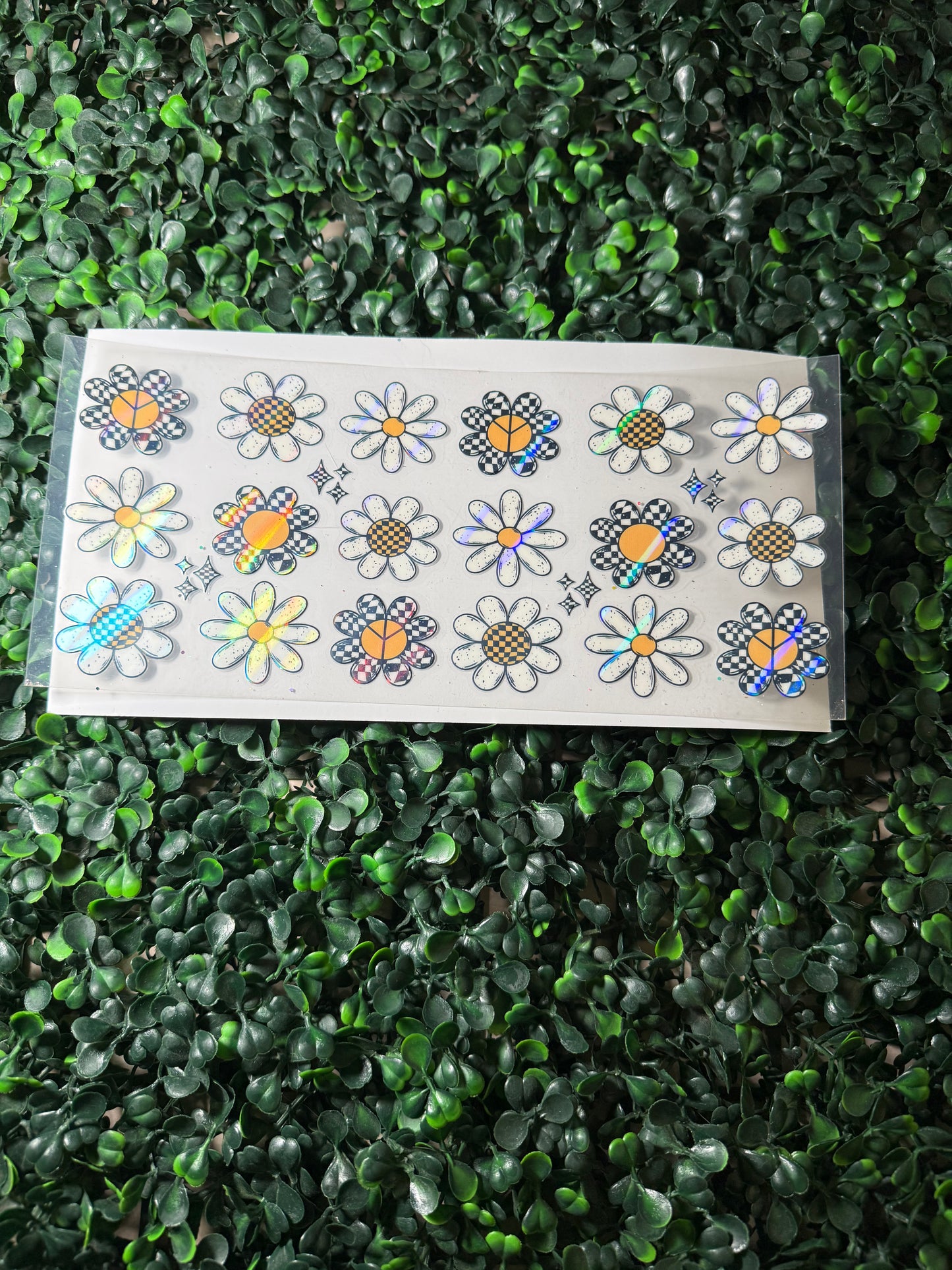 HOLOGRAPHIC peace sign daisies ￼