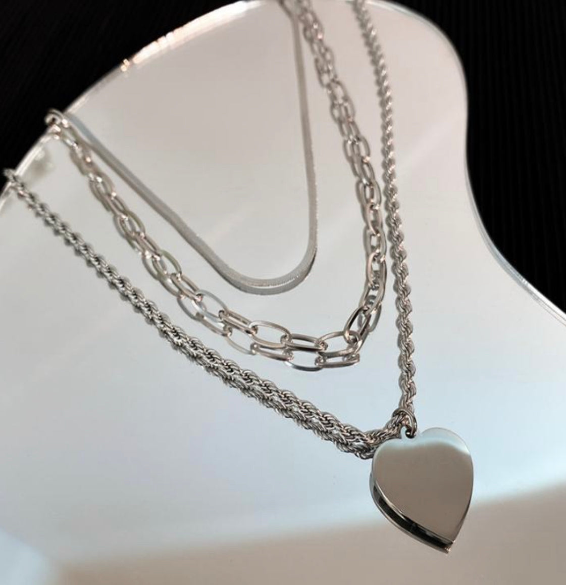 Layered Heart Rope Necklace