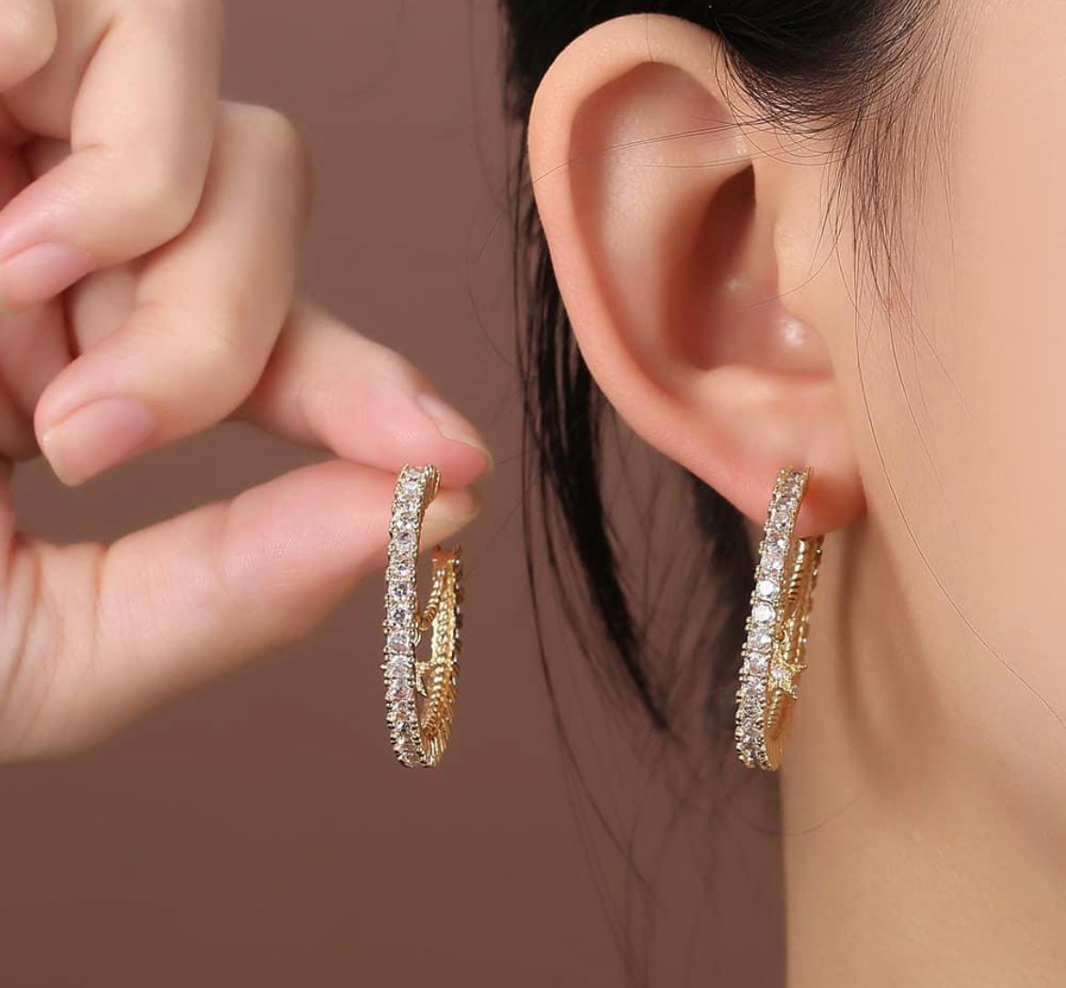 Starred Hoops Earrings