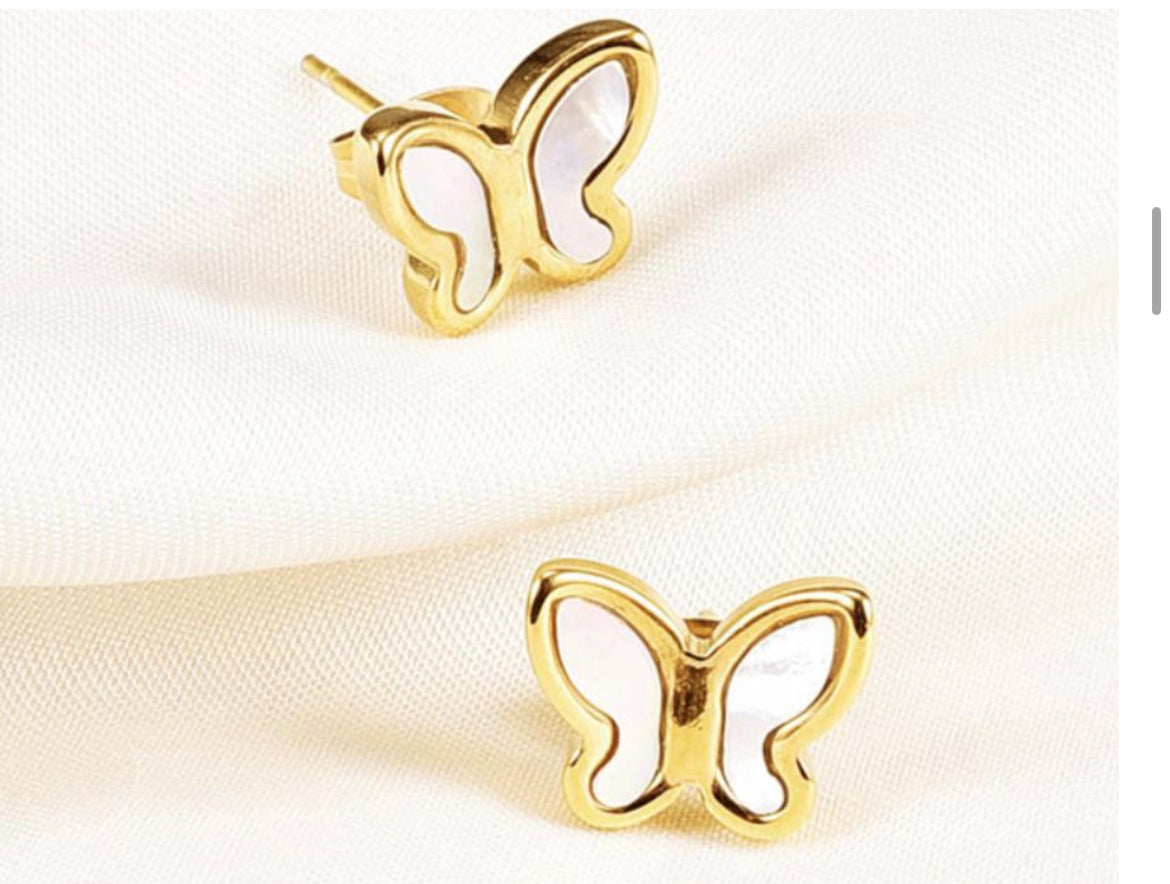 The White Butterfly Stud Earrings