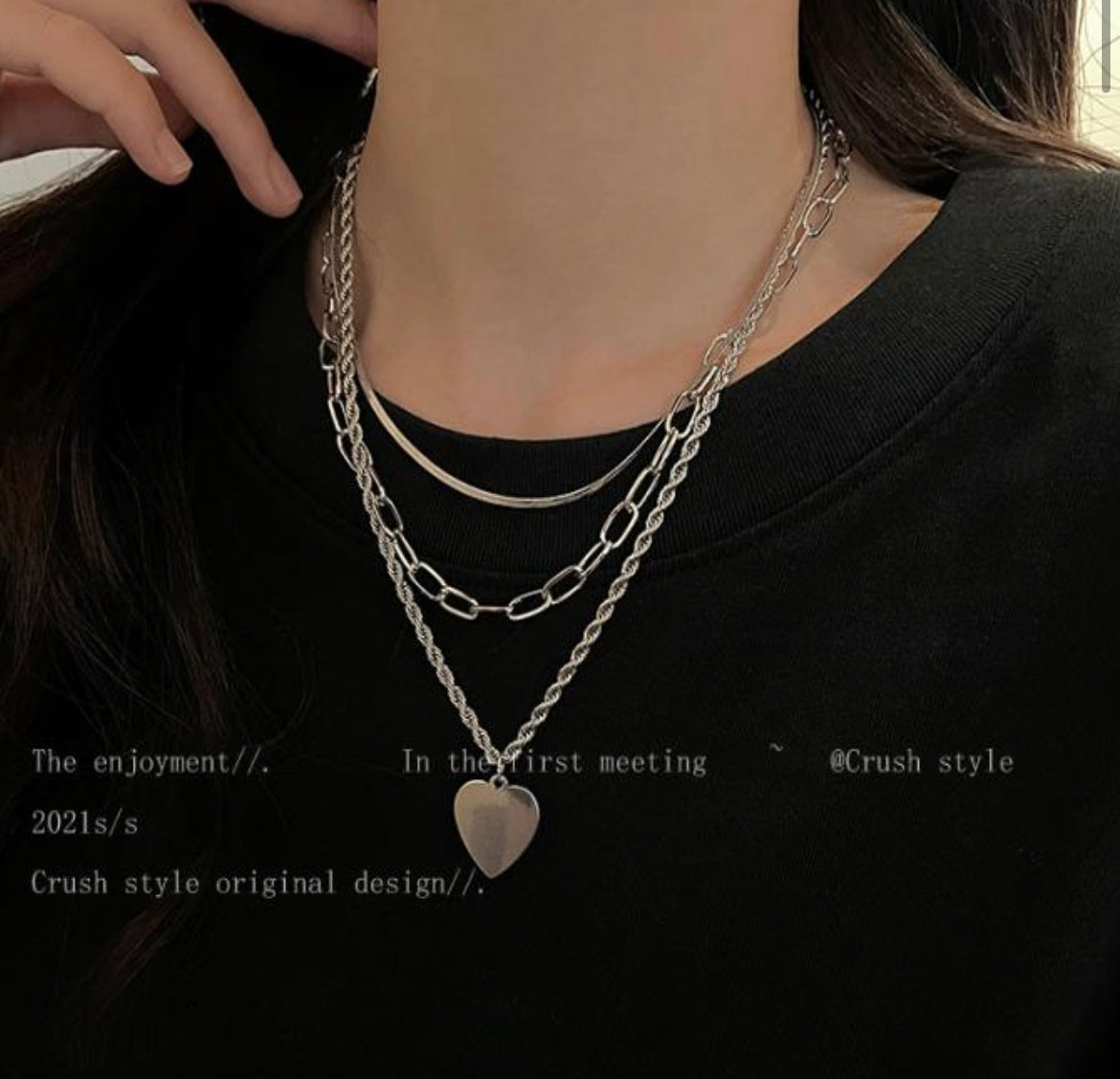 Layered Heart Rope Necklace