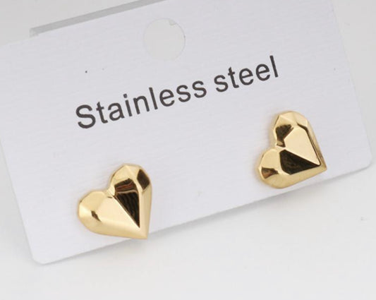 3D Heart Stud Earrings