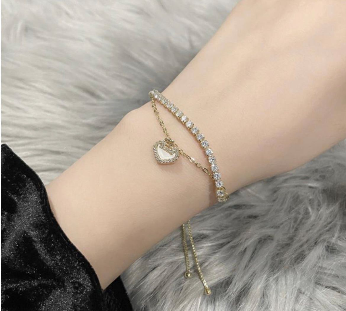 Layered Baguettes Heart Bracelet